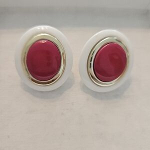 Vintage Dark Pink and Gold Earrings
